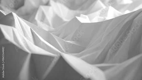 Wallpaper Mural Close up of stark white paper folded into intricate three dimensional geometric peaks and valleys Torontodigital.ca