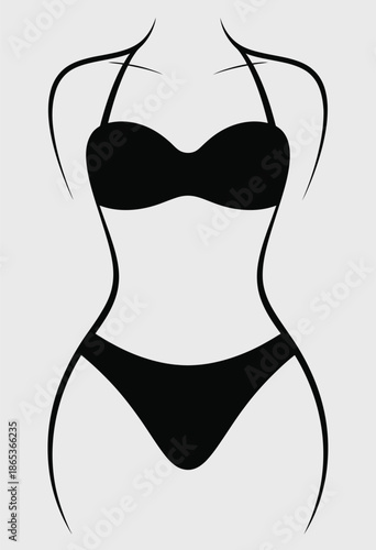 Minimalist swimsuit silhouette illustration isolated on white background, Vector, illustration