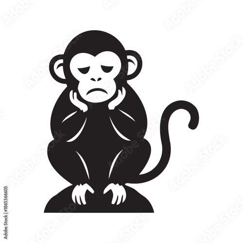 Illustration of a thoughtful monkey silhouette