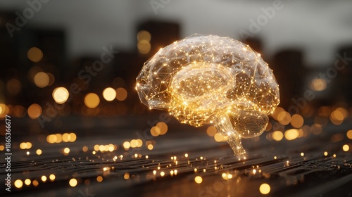 Wallpaper Mural Glowing digital depiction of a human brain floats above an illuminated surface Torontodigital.ca