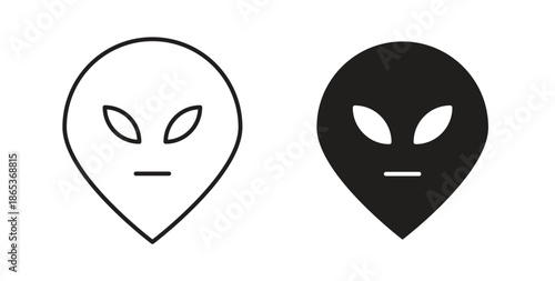 Alien icons illustration, editable stroke, flat design style isolated on white