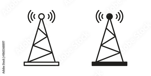 Antenna icons illustration, editable stroke, flat design style isolated on white