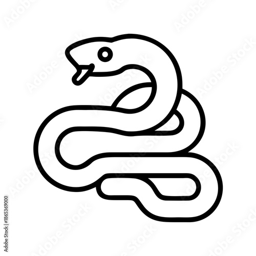 Simplified Icon of a Coiled Snake with Open Mouth and Eye