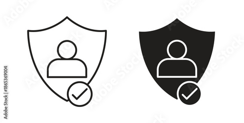 Authentication icons illustration, editable stroke, flat design style isolated on white
