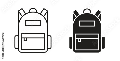Backpack icons illustration, editable stroke, flat design style isolated on white