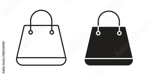 Bag icons illustration, editable stroke, flat design style isolated on white