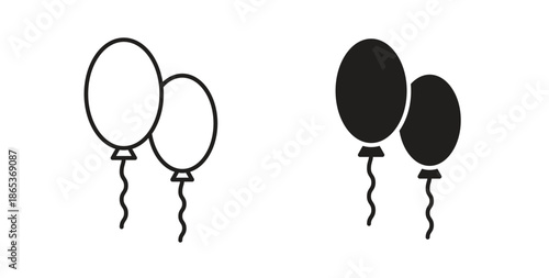 Balloons icons illustration, editable stroke, flat design style isolated on white