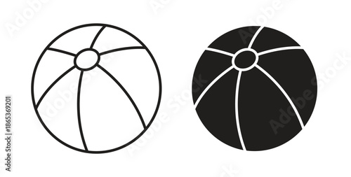 Beach ball icons illustration, editable stroke, flat design style isolated on white