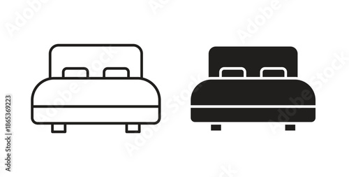 Bed icons illustration, editable stroke, flat design style isolated on white