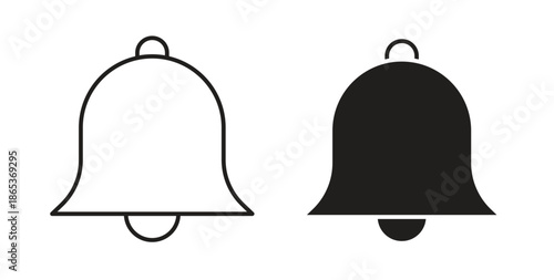 Bell icons illustration, editable stroke, flat design style isolated on white