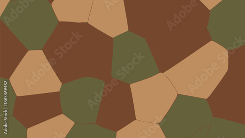 Brown and green abstract geometric pattern with polygonal shapes