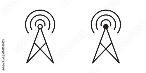 Broadcast icons illustration, editable stroke, flat design style isolated on white