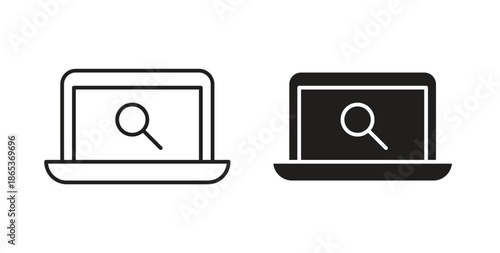 Browsing icons illustration, editable stroke, flat design style isolated on white