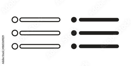 Bulleted list icons illustration, editable stroke, flat design style isolated on white