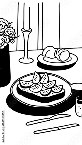 Avocado Toast with Figs in a Chic Brunch Setup