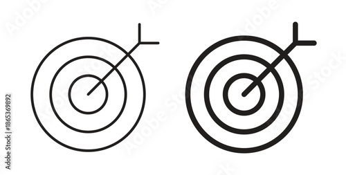 Bulls eye icons illustration, editable stroke, flat design style isolated on white