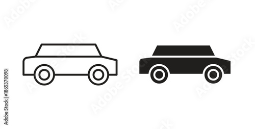 Car icons illustration, editable stroke, flat design style isolated on white