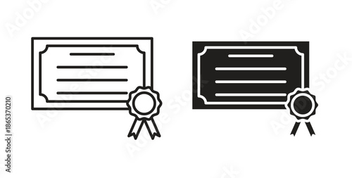 Certificate icons illustration, editable stroke, flat design style isolated on white