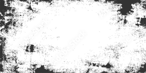 Abstract grunge black background featuring a vintage ink splash texture with a decorative floral paint border and artistic spray splatter design on a dirty paper vector pattern