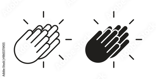 Clap icons illustration, editable stroke, flat design style isolated on white