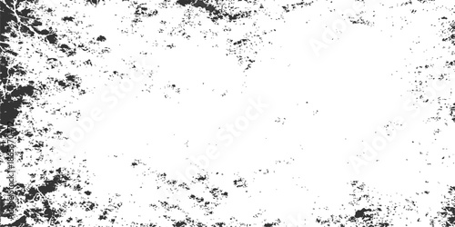 Abstract grunge background featuring a black ink splat with watercolor texture and spray paint splatter on a dirty paper design illustration