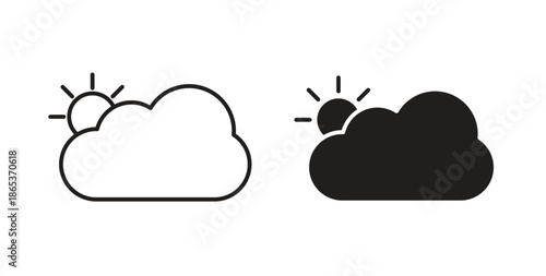 Cloudy Day icons illustration, editable stroke, flat design style isolated on white