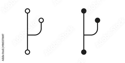 Code branch icons illustration, editable stroke, flat design style isolated on white