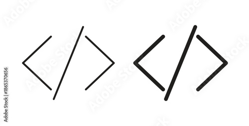 Code icons illustration, editable stroke, flat design style isolated on white