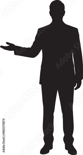 Silhouette of a Person in a Suit with an Extended Arm also transparent background