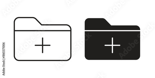 Create folder icons illustration, editable stroke, flat design style isolated on white