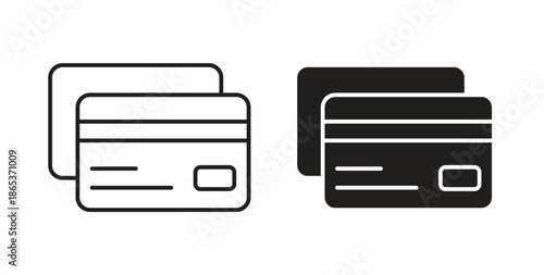 Credit card icons illustration, editable stroke, flat design style isolated on white