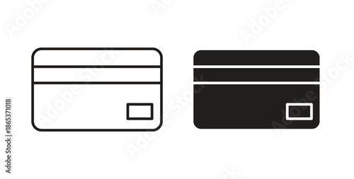 Credit card icons illustration, editable stroke, flat design style isolated on white