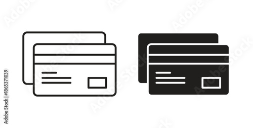 Credit card icons illustration, editable stroke, flat design style isolated on white