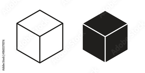 Cube icons illustration, editable stroke, flat design style isolated on white
