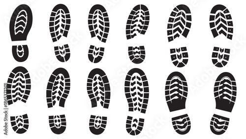 Collection of abstract tire tread patterns isolated on transparent background