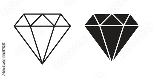 Diamond icons illustration, editable stroke, flat design style isolated on white