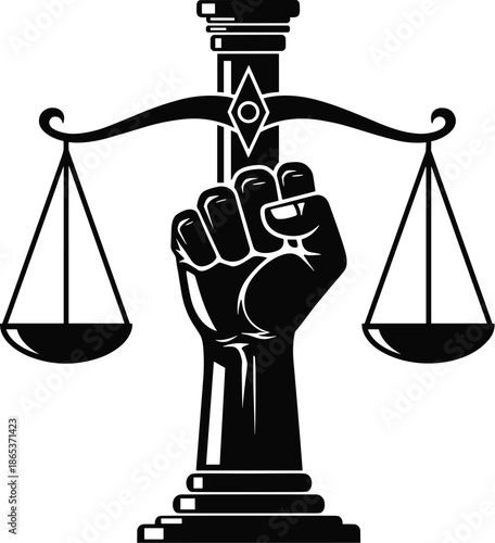 The Power of Justice: Minimalist Hand of Equity and Law Icon