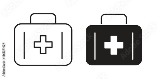 Doctor bag icons illustration, editable stroke, flat design style isolated on white