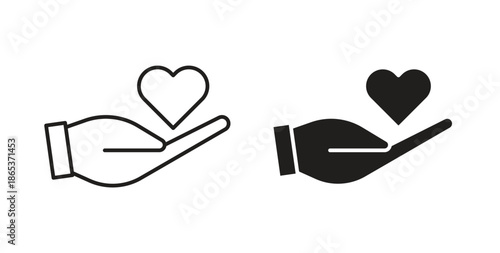 Donate icons illustration, editable stroke, flat design style isolated on white