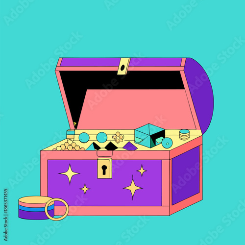 Treasure Chest overflowing with gold coins and jewels