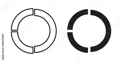 Donut chart icons illustration, editable stroke, flat design style isolated on white