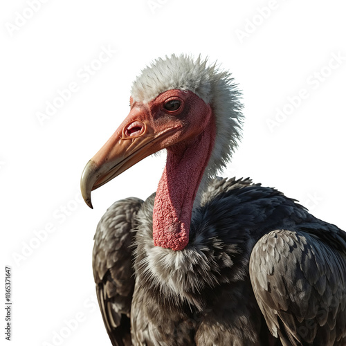 Bird With Unique Features and Colors Stands out in Plain Background During Br...