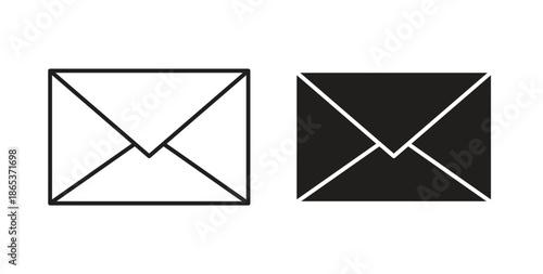 Envelope icons illustration, editable stroke, flat design style isolated on white