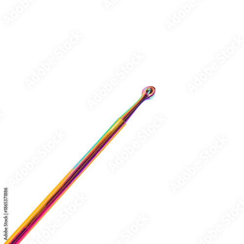 Colorful Crochet Hook on a White Background Used for Crafting and Making Hand...