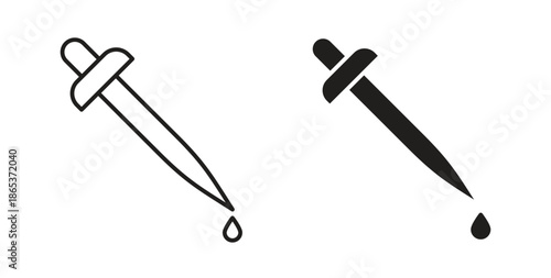 Eye dropper icons illustration, editable stroke, flat design style isolated on white