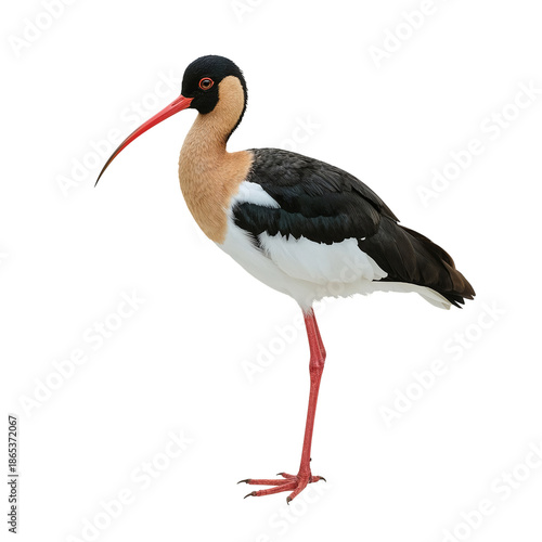 Bird With Long Beak and Slender Legs Standing on White Background in Simple View
