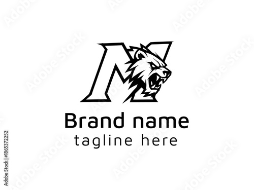 Letter M Wolf Brand Logo Vector