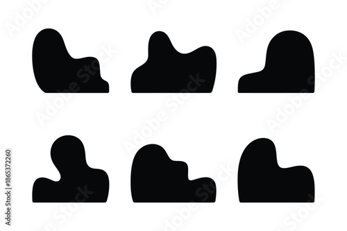 Minimalist abstract blob and organic liquid shapes