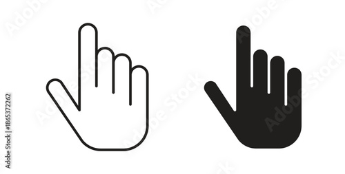 Finger icons illustration, editable stroke, flat design style isolated on white