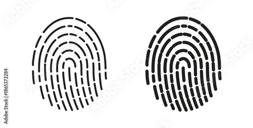 Fingerprint icons illustration, editable stroke, flat design style isolated on white